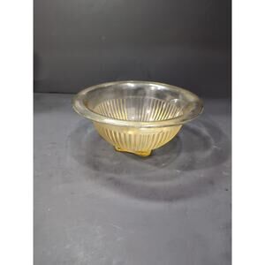 Federal Glass Amber Yellow Ribbed Mixing Bowl, 7.5" Nested Bowl, Vtg Kitchenware
